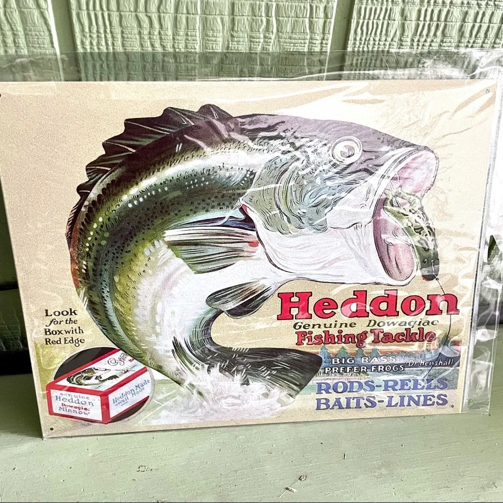 NEW Heddon Fishing Tackle Metal Sign